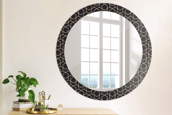 Round printed mirror Abstract geometric