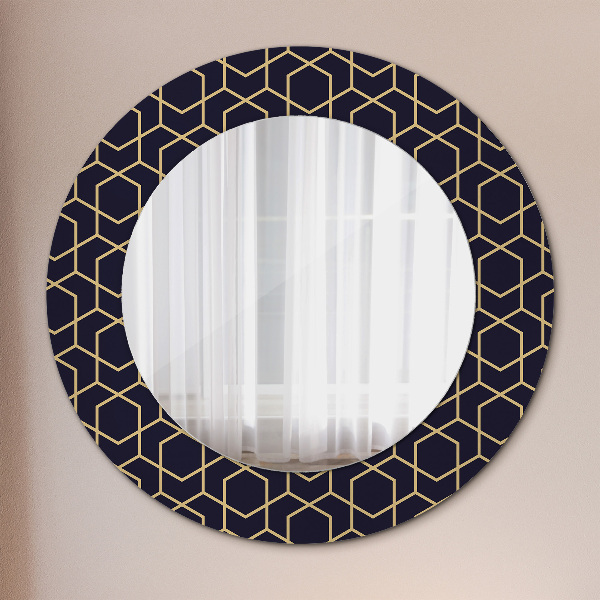 Round printed mirror Abstract geometric