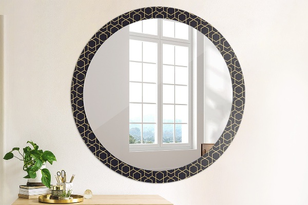 Round printed mirror Abstract geometric