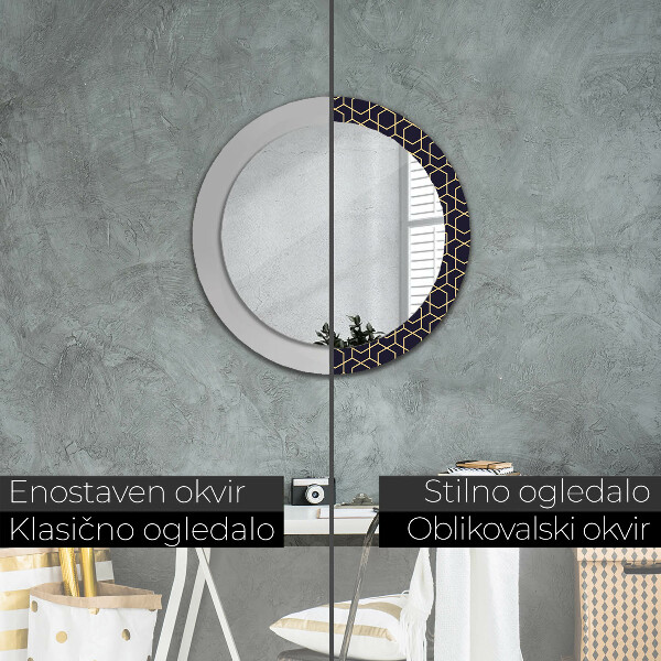 Round printed mirror Abstract geometric