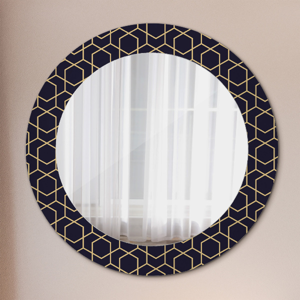 Round printed mirror Abstract geometric