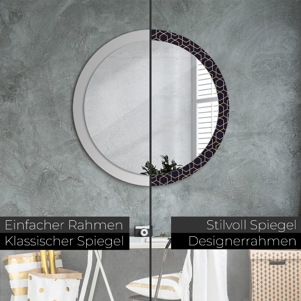 Round printed mirror Abstract geometric