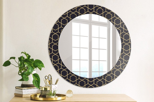 Round printed mirror Abstract geometric