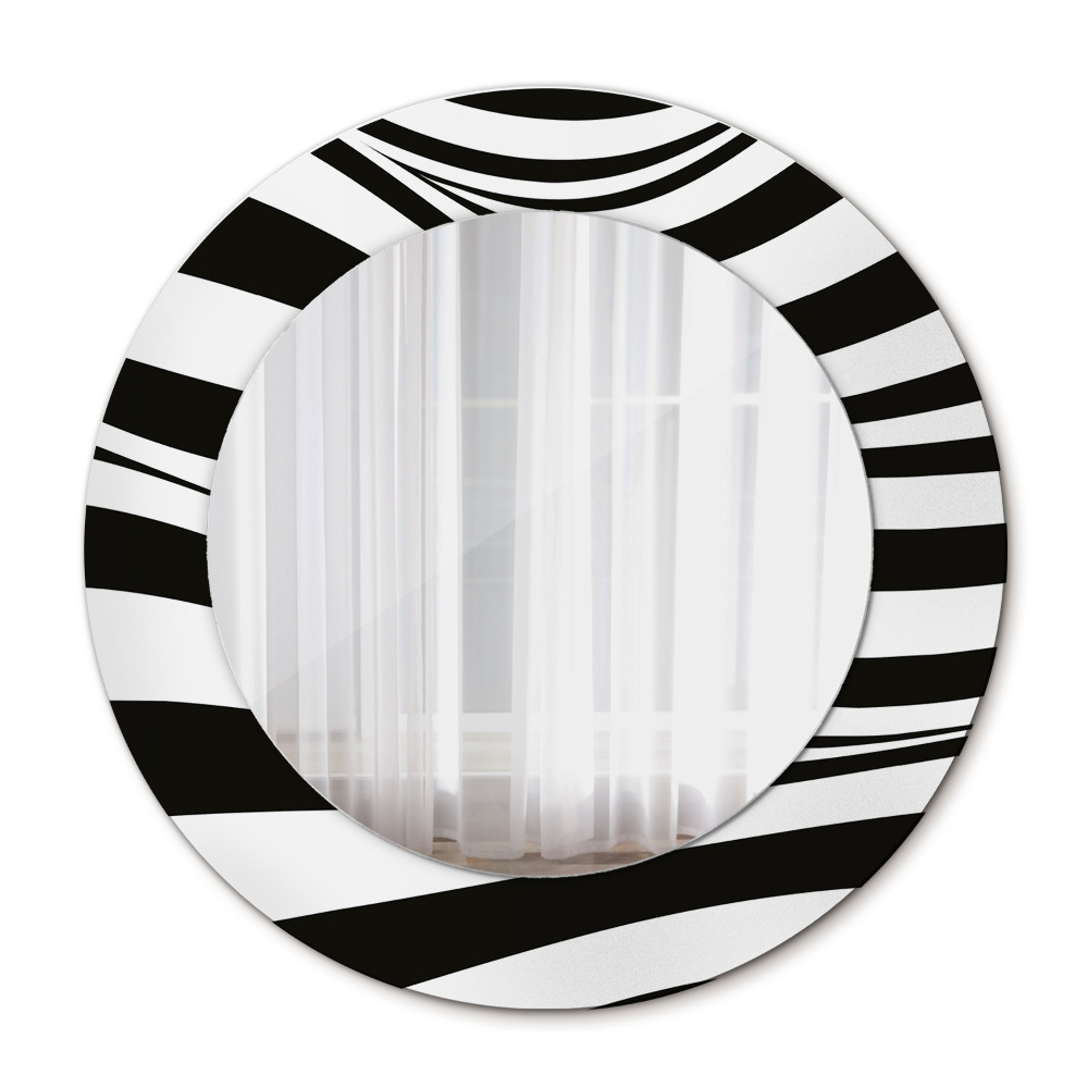 Round printed mirror Abstract wave