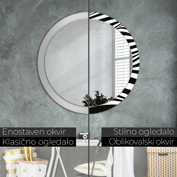 Round printed mirror Abstract wave