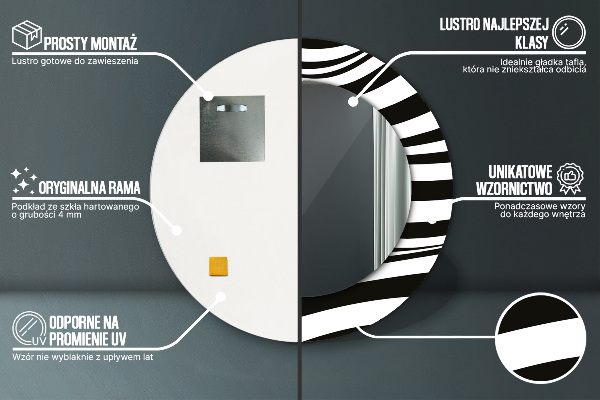 Round printed mirror Abstract wave