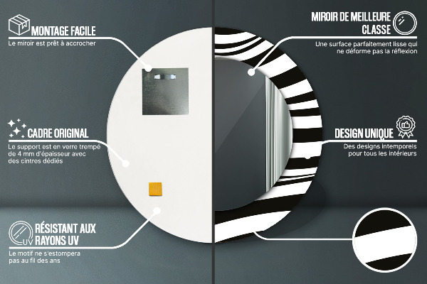 Round printed mirror Abstract wave