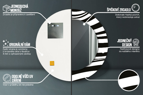 Round printed mirror Abstract wave