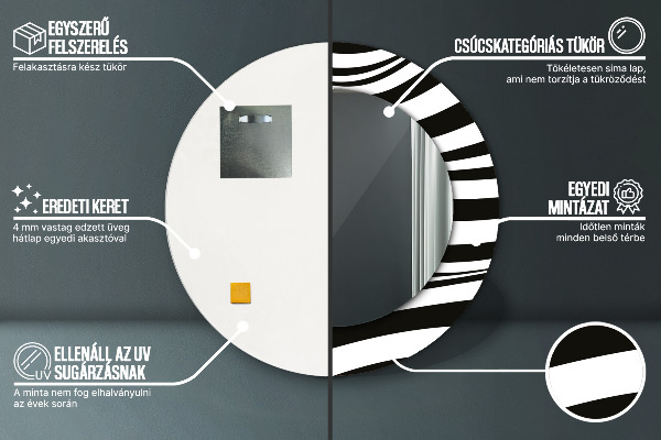 Round printed mirror Abstract wave