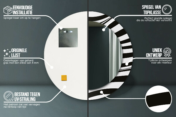 Round printed mirror Abstract wave