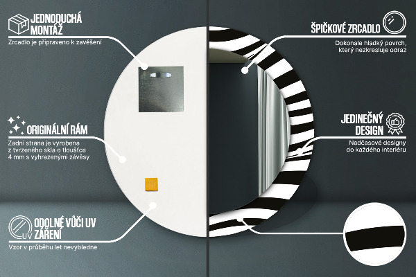 Round printed mirror Abstract wave