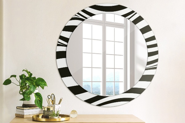 Round printed mirror Abstract wave