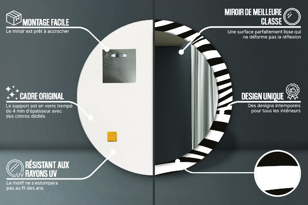 Round printed mirror Abstract wave