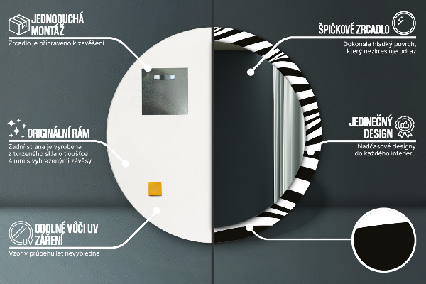 Round printed mirror Abstract wave