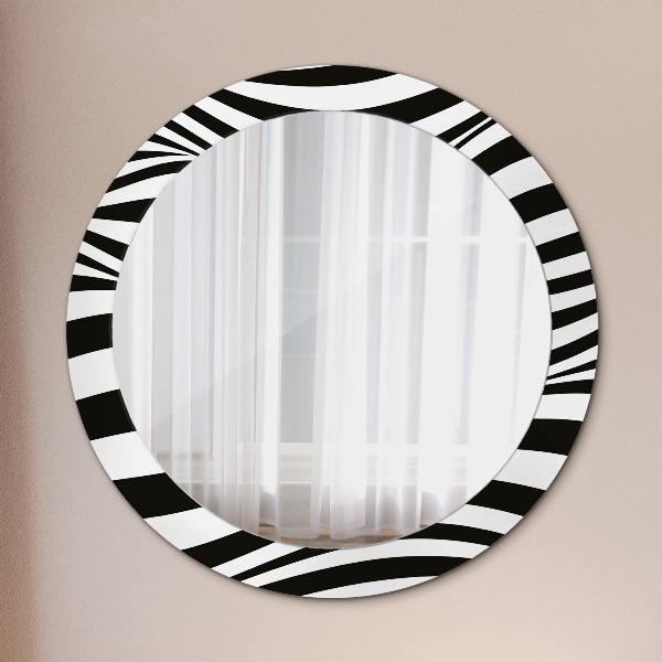 Round printed mirror Abstract wave