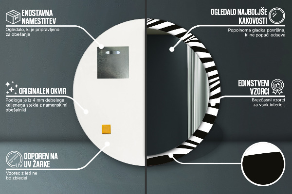 Round printed mirror Abstract wave