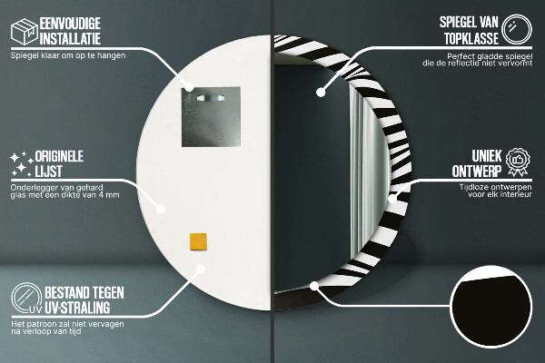 Round printed mirror Abstract wave