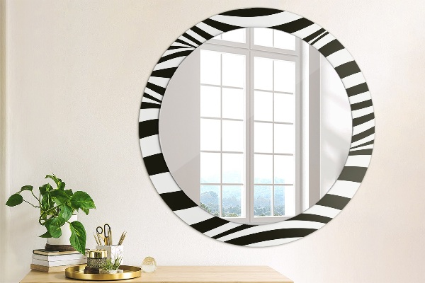 Round printed mirror Abstract wave