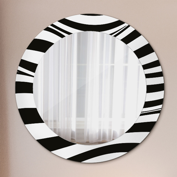 Round printed mirror Abstract wave