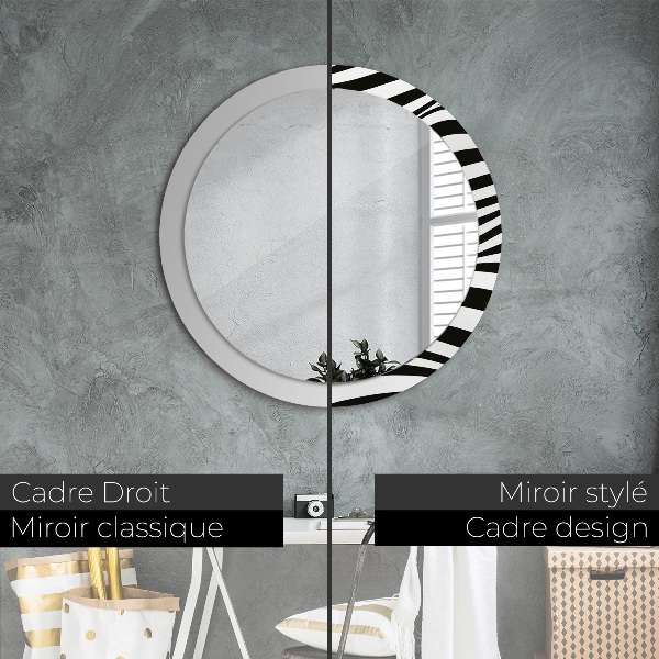 Round printed mirror Abstract wave