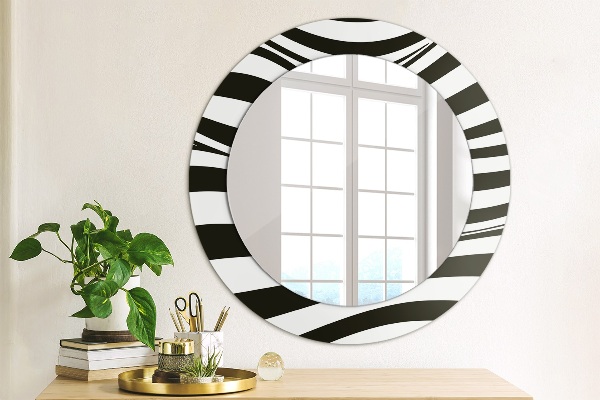 Round printed mirror Abstract wave