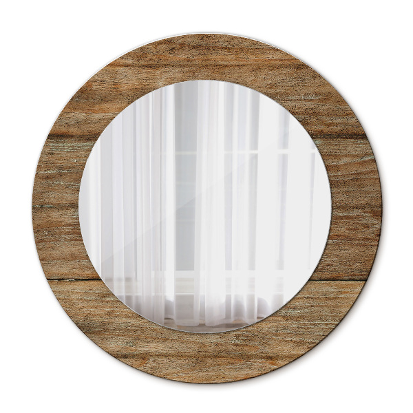 Round printed mirror Old wood