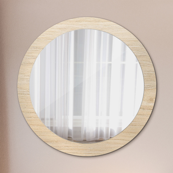 Round printed mirror Light wood