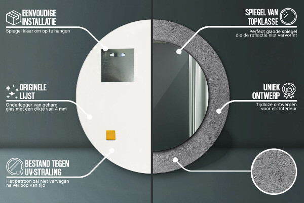 Round printed mirror Concrete texture