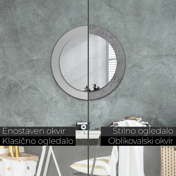 Round printed mirror Concrete texture
