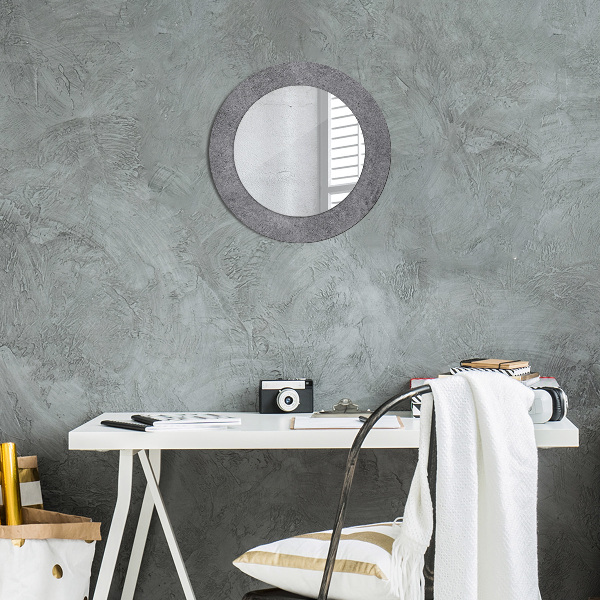 Round printed mirror Concrete texture
