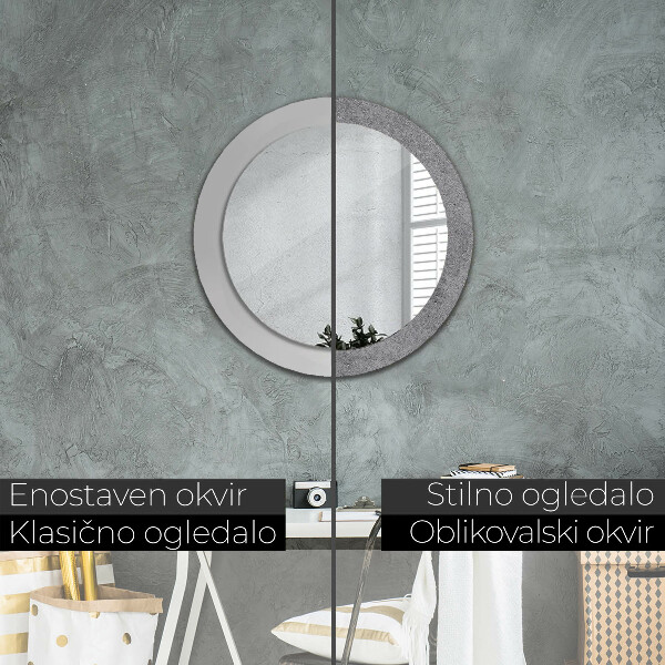 Round printed mirror Concrete texture