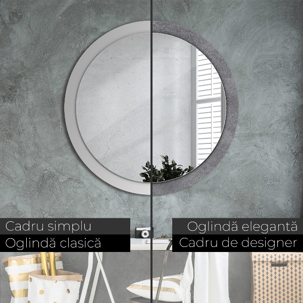 Round printed mirror Concrete texture