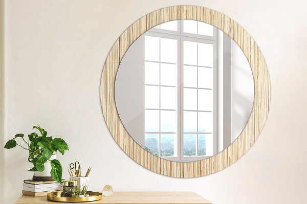 Round decorative mirror Bamboo straw
