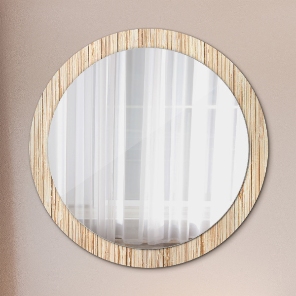 Round decorative mirror Bamboo straw
