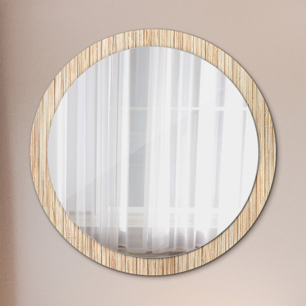 Round decorative mirror Bamboo straw