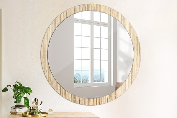 Round decorative mirror Bamboo straw
