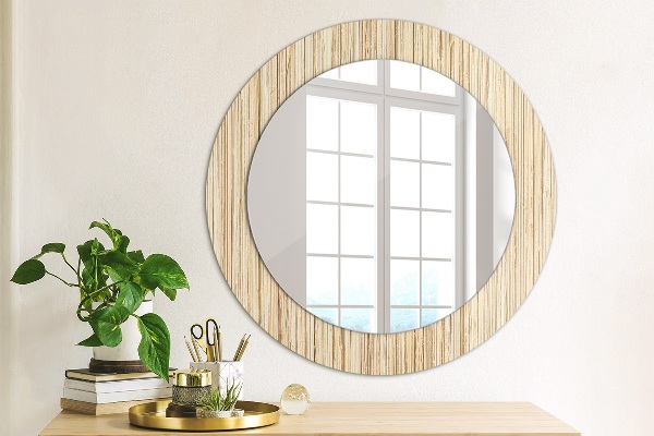 Round decorative mirror Bamboo straw