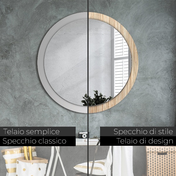Round decorative mirror Bamboo straw