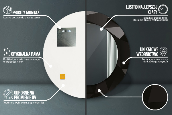 Round decorative mirror Abstract black