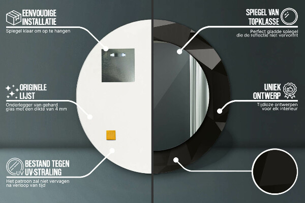 Round decorative mirror Abstract black