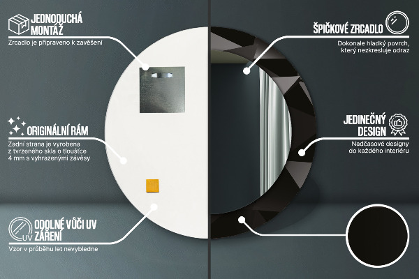 Round decorative mirror Abstract black