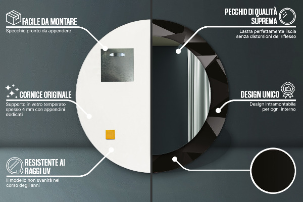 Round decorative mirror Abstract black