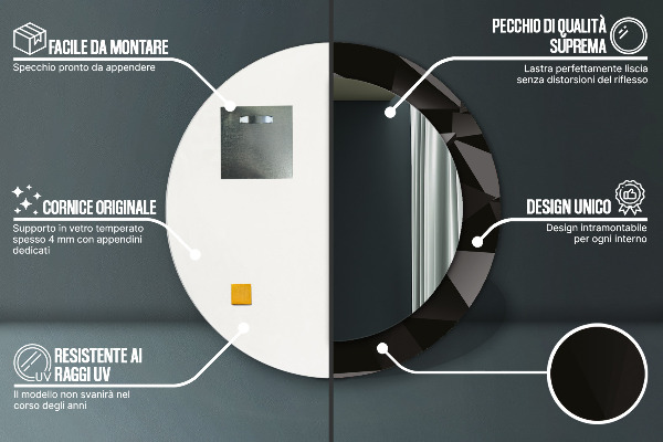 Round decorative mirror Abstract black