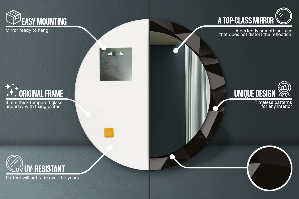 Round decorative mirror Abstract black