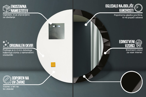 Round decorative mirror Abstract black