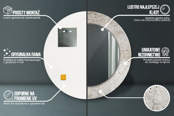 Round decorative mirror Gray concrete