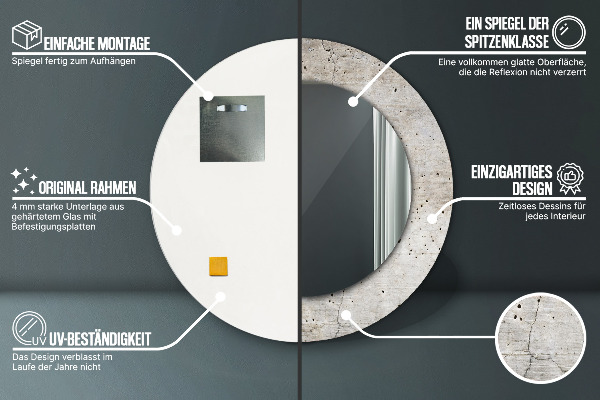 Round decorative mirror Gray concrete