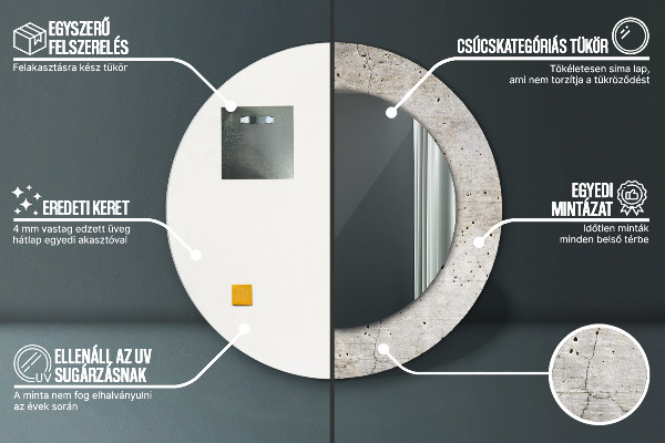 Round decorative mirror Gray concrete