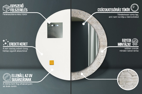 Round decorative mirror Gray concrete