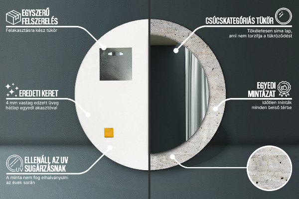 Round decorative mirror Gray concrete